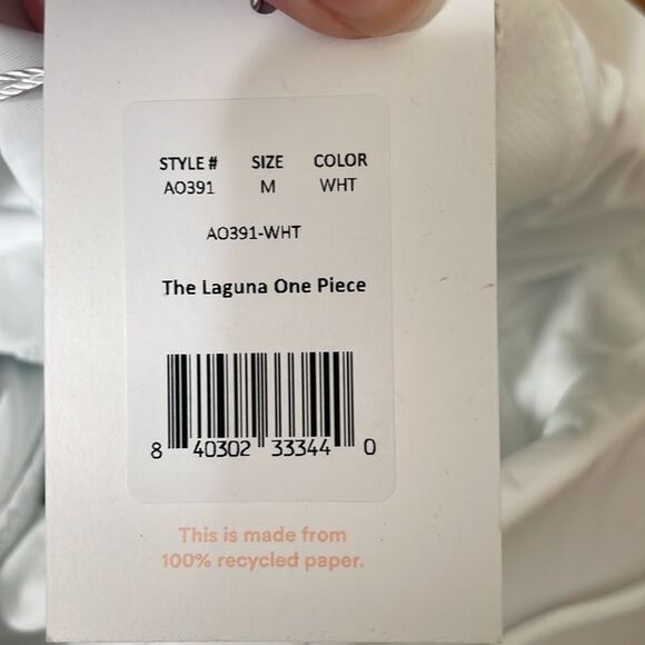 Andie Swim The Laguna One Piece Swimsuit White Ribbed size M - Picture 5 of 6